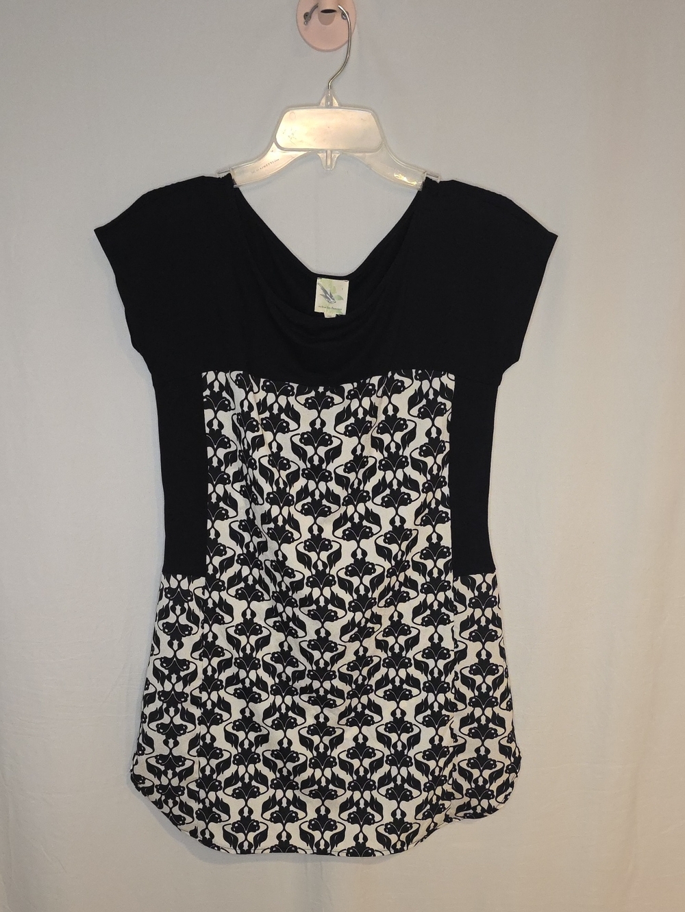 Anthropologie Black and White Patterned Tunic Top